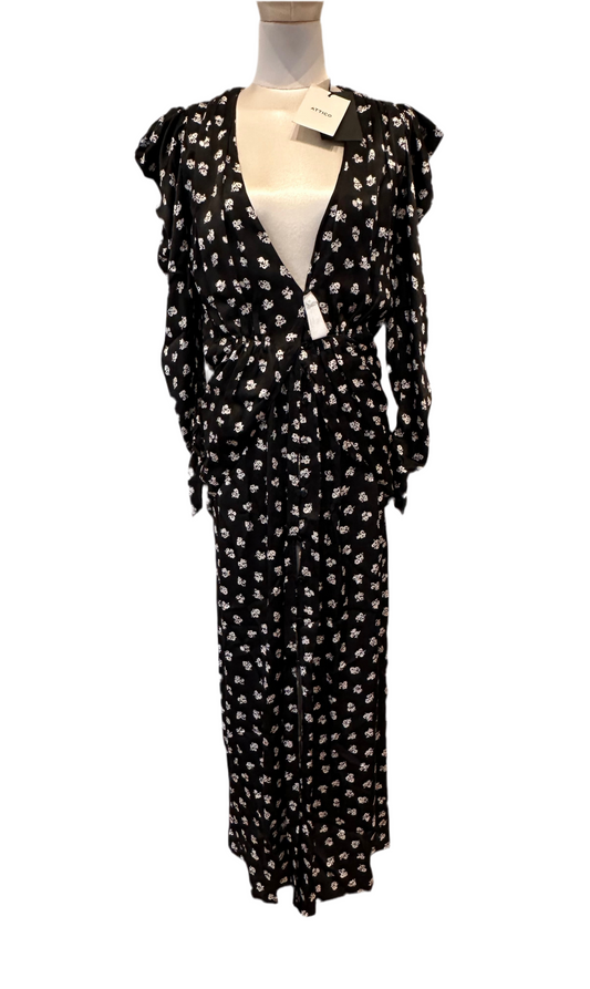 Attico abito lungo seta drappeggiato