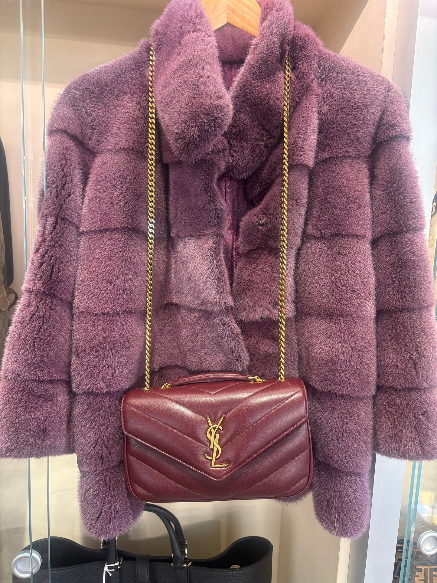 Ysl Loulou small in pelle trapuntata rouge cabernet . Nuova
