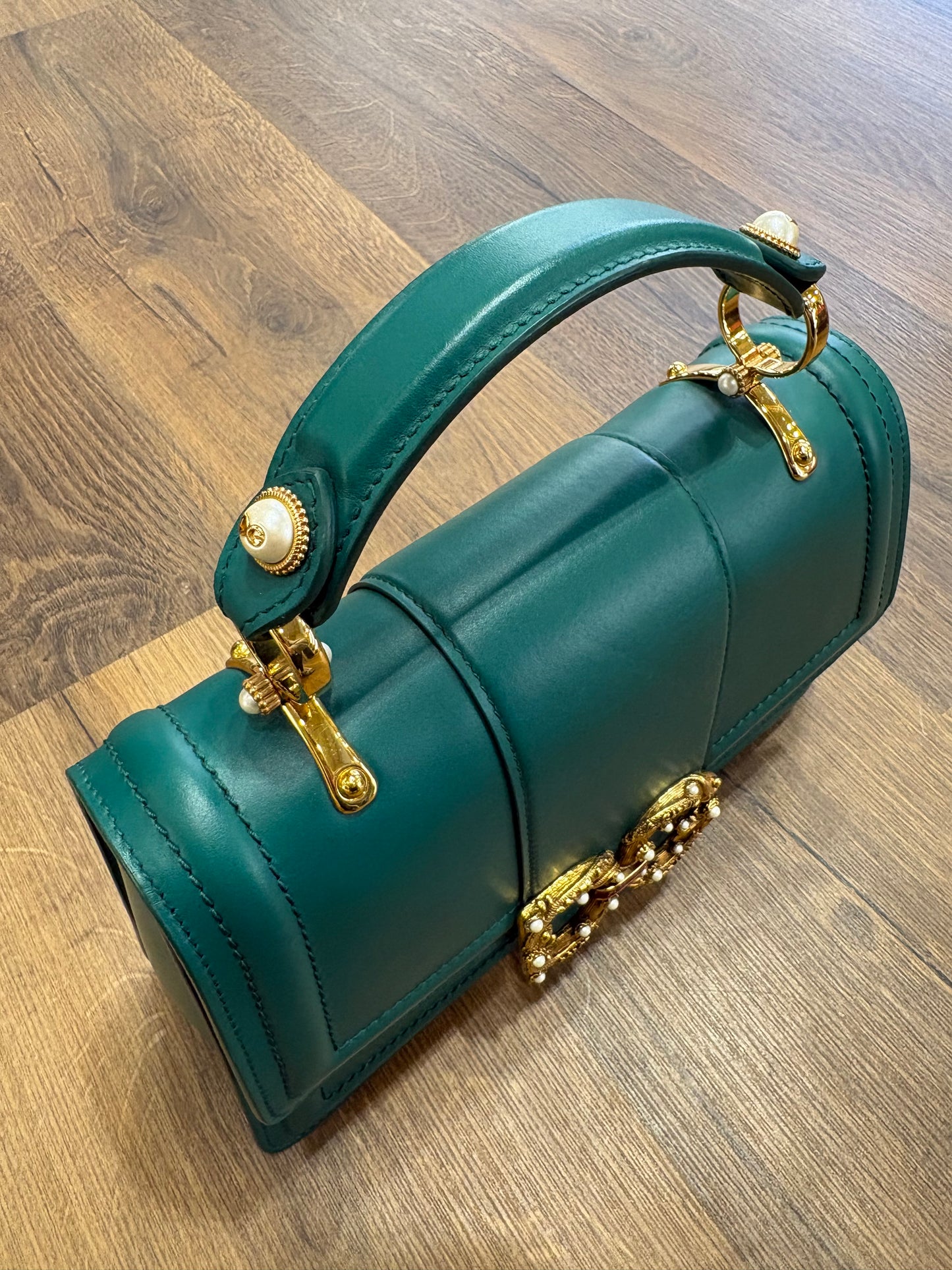 Dolce Gabbana borsa Amore small in vitello verde smeraldo