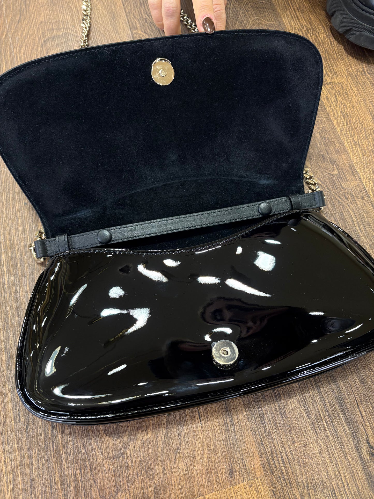 Gucci Blondie borsa in pelle verniciata nera nuova