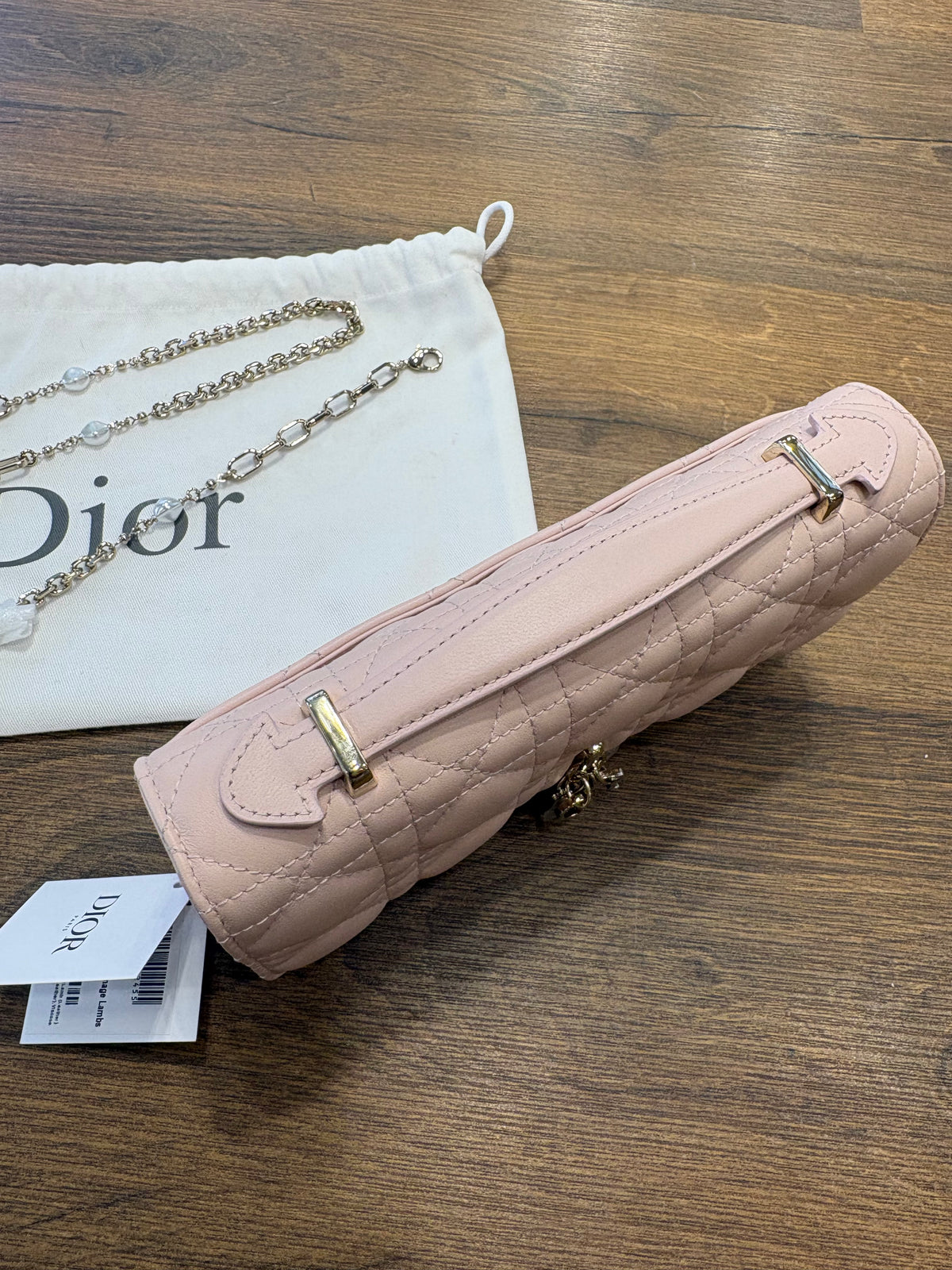 Dior mini borsa My Dior in pelle di agnello Cannage rosa cipria. Nuovo