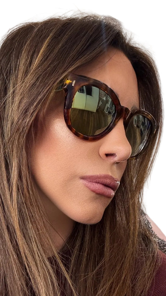 Fendi color Block occhiali da sole verdi specchiati