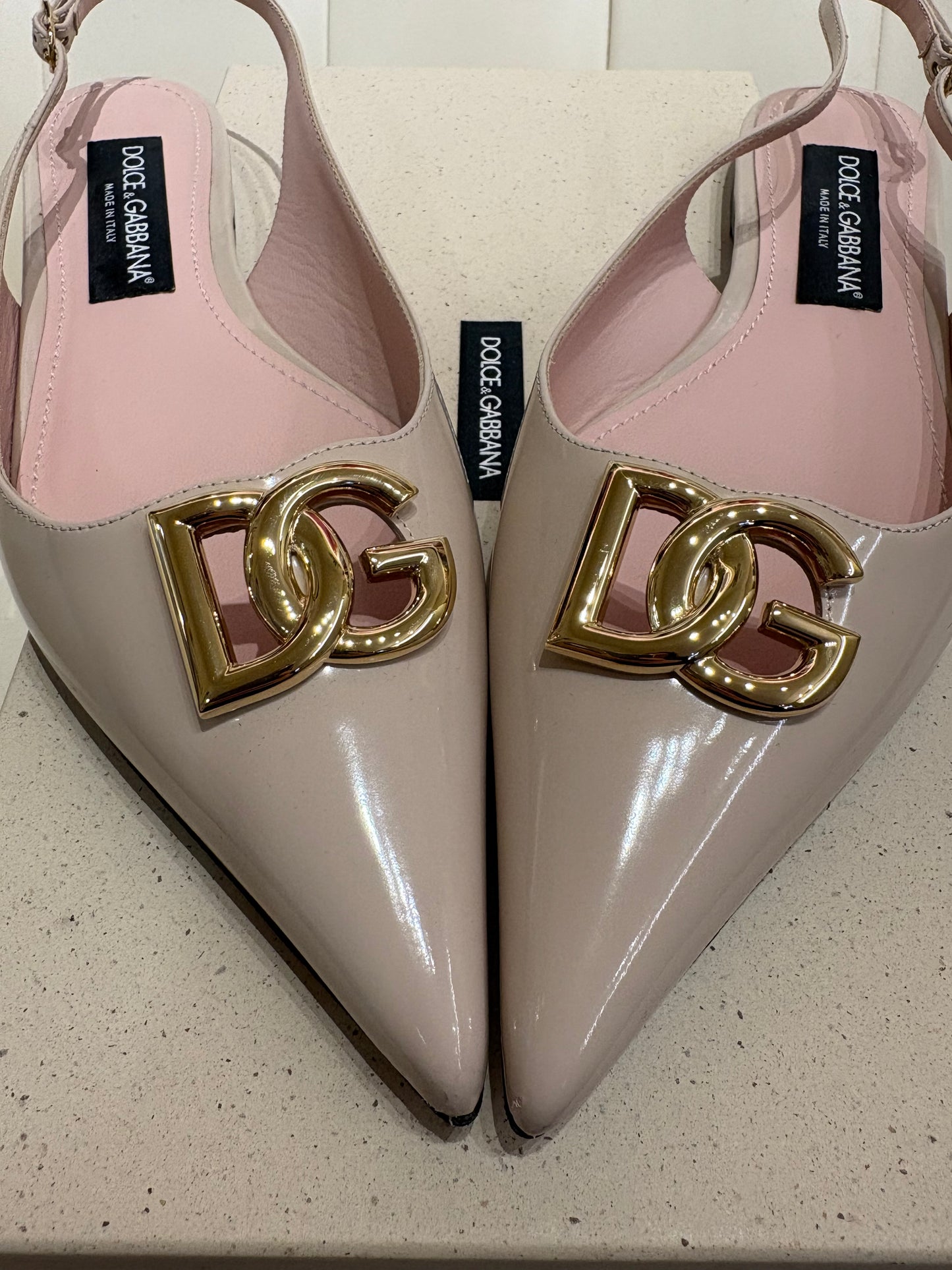 Dolce & Gabbana sling back pelle vernice rosa 38,5
