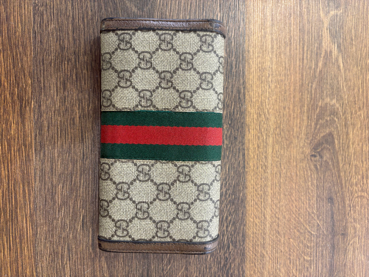 Portafoglio Continental Ophidia Gucci in Tessuto Canvas GG Supreme con Nastro Web