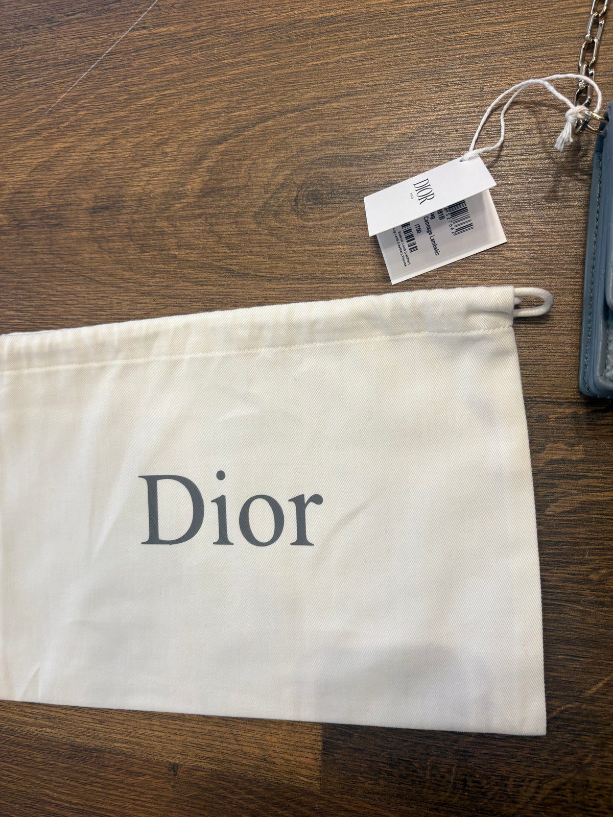 Dior mini borsa My Dior in pelle di agnello Cannage celeste . Nuovo