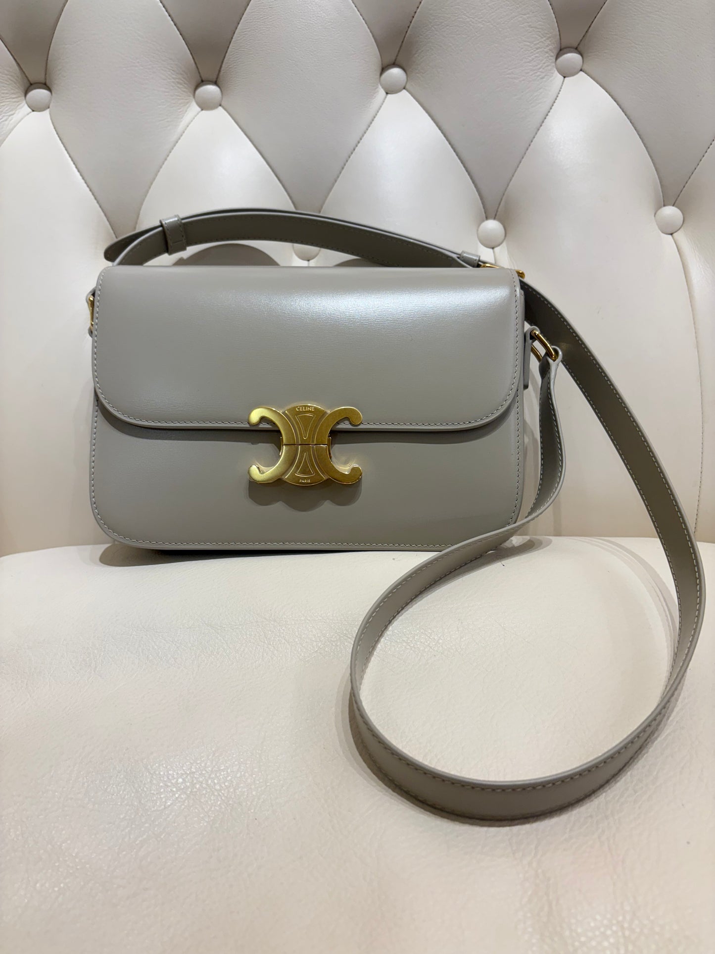 Celine borsa Triomphe classique in pelle di vitello lucida