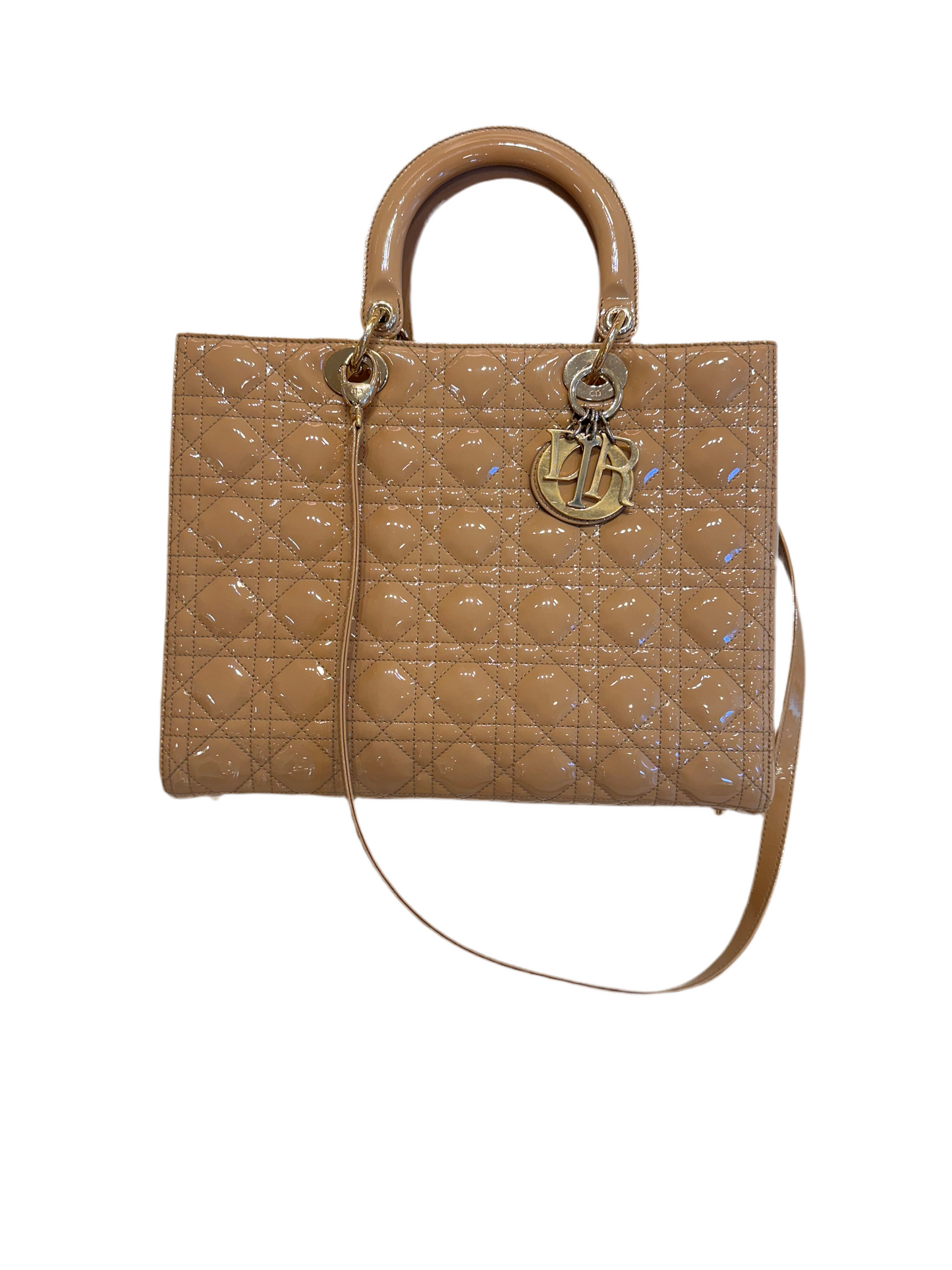 Lady Dior grande  pelle cannage lucido