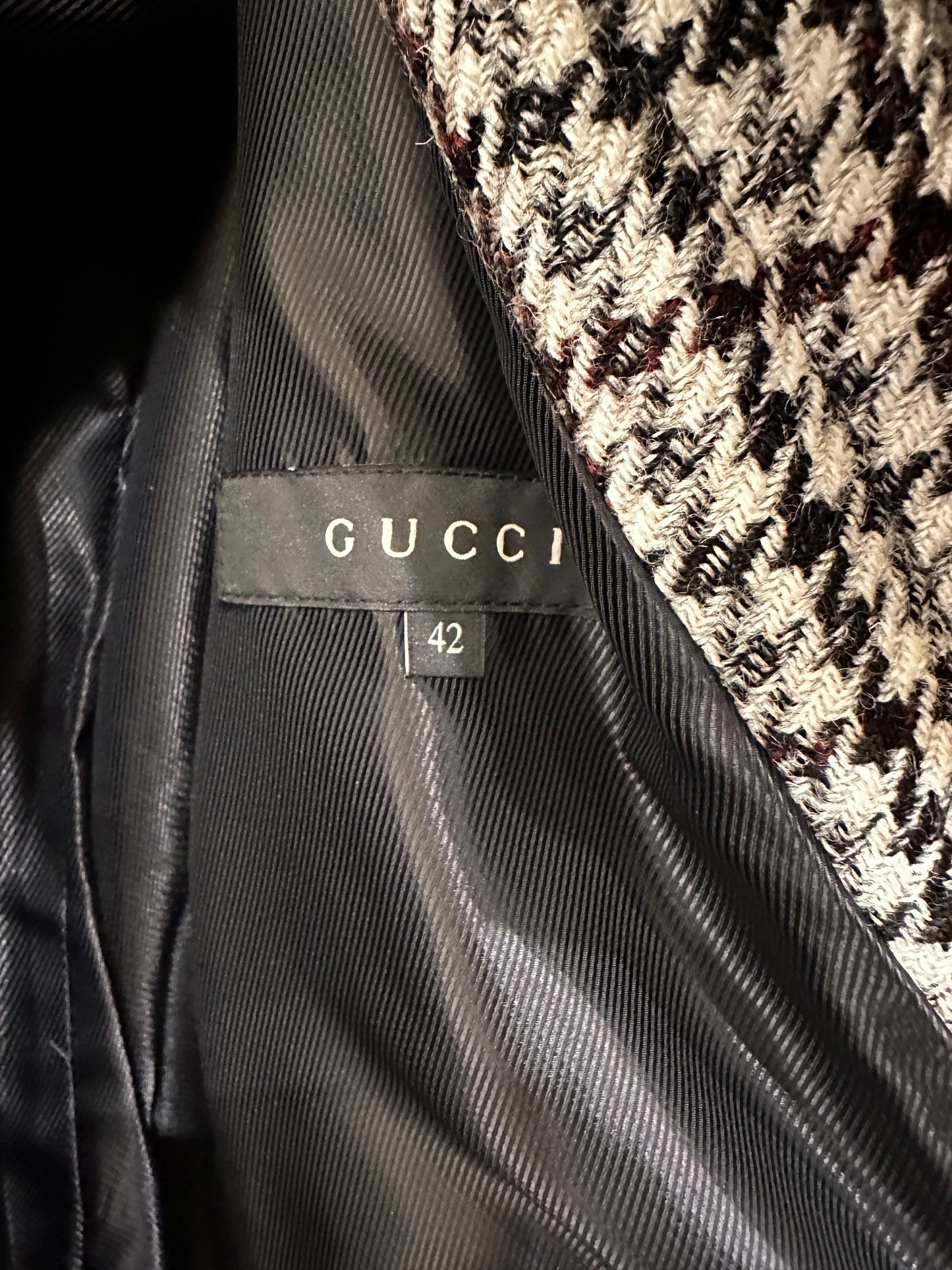 Gucci cappotto pied de poul pura lana