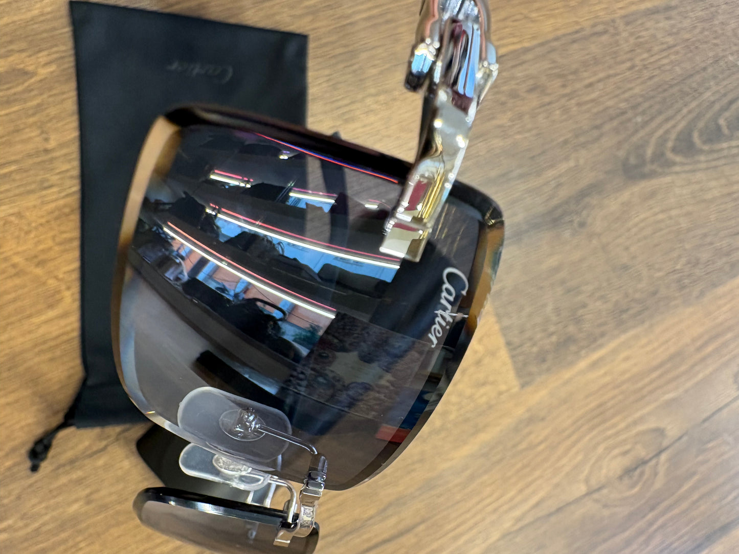 Occhiali da Sole Cartier Décor C - Modello CT0582S Rimless con Aste in Legno Pregiato.Nuovi