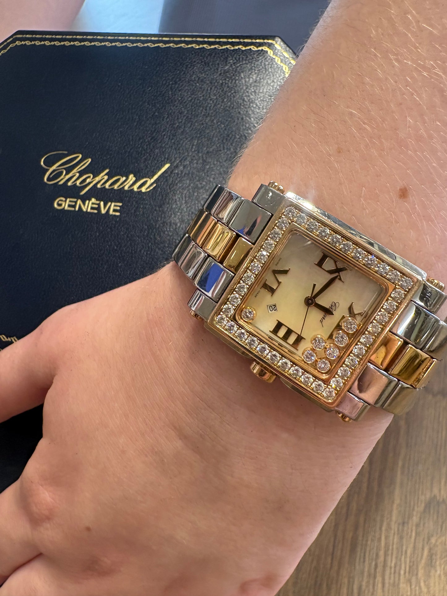 Orologio Chopard Happy Sport Con Diamanti, Acciaio E Oro Rosa 18k