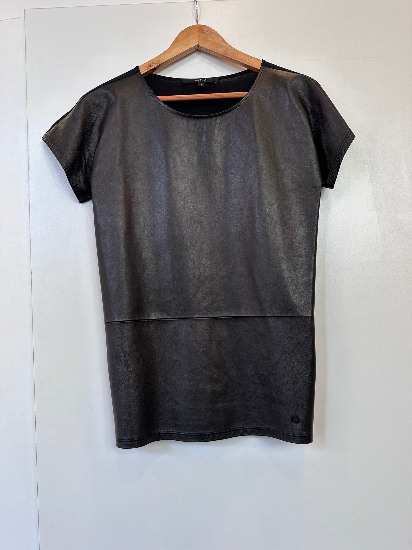 Gucci T- shirt pelle e cotone con logo tg40