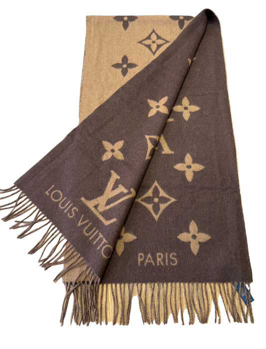 Louis Vuitton sciarpa grande Reykjavik motivo monogram Giant cashmere nuova