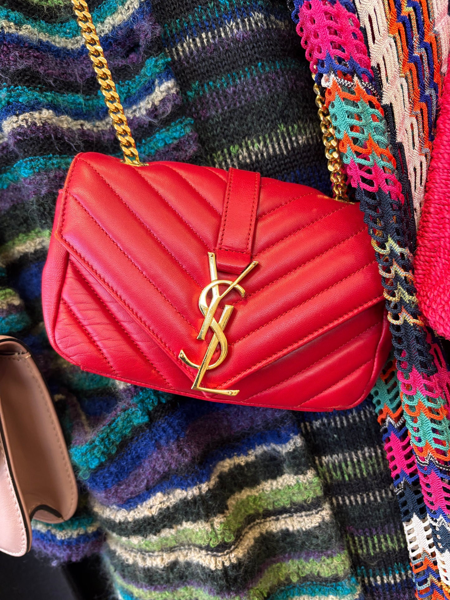 Saint Laurent Classic Baby Monogram Chain Bag in Matelassé Leather