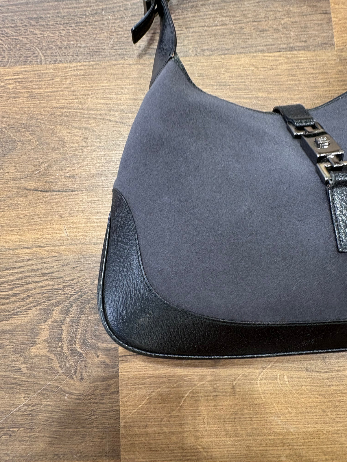 Gucci Jackie ( Tom Ford ) 1999 velluto antracite e pelle nera