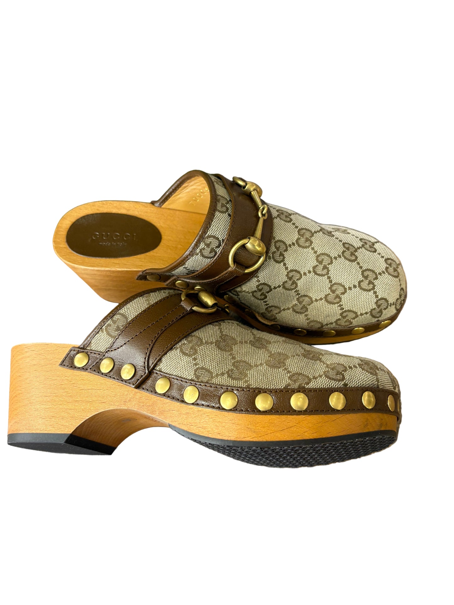 Gucci zoccolo in monogram GG in tela e finiture pelle 37 ( nuovo)