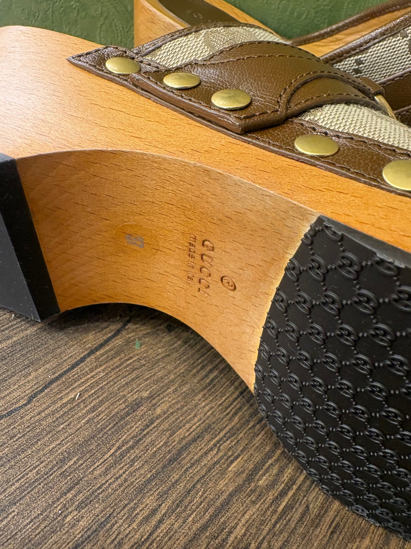 Gucci zoccolo in monogram GG in tela e finiture pelle 37 ( nuovo)