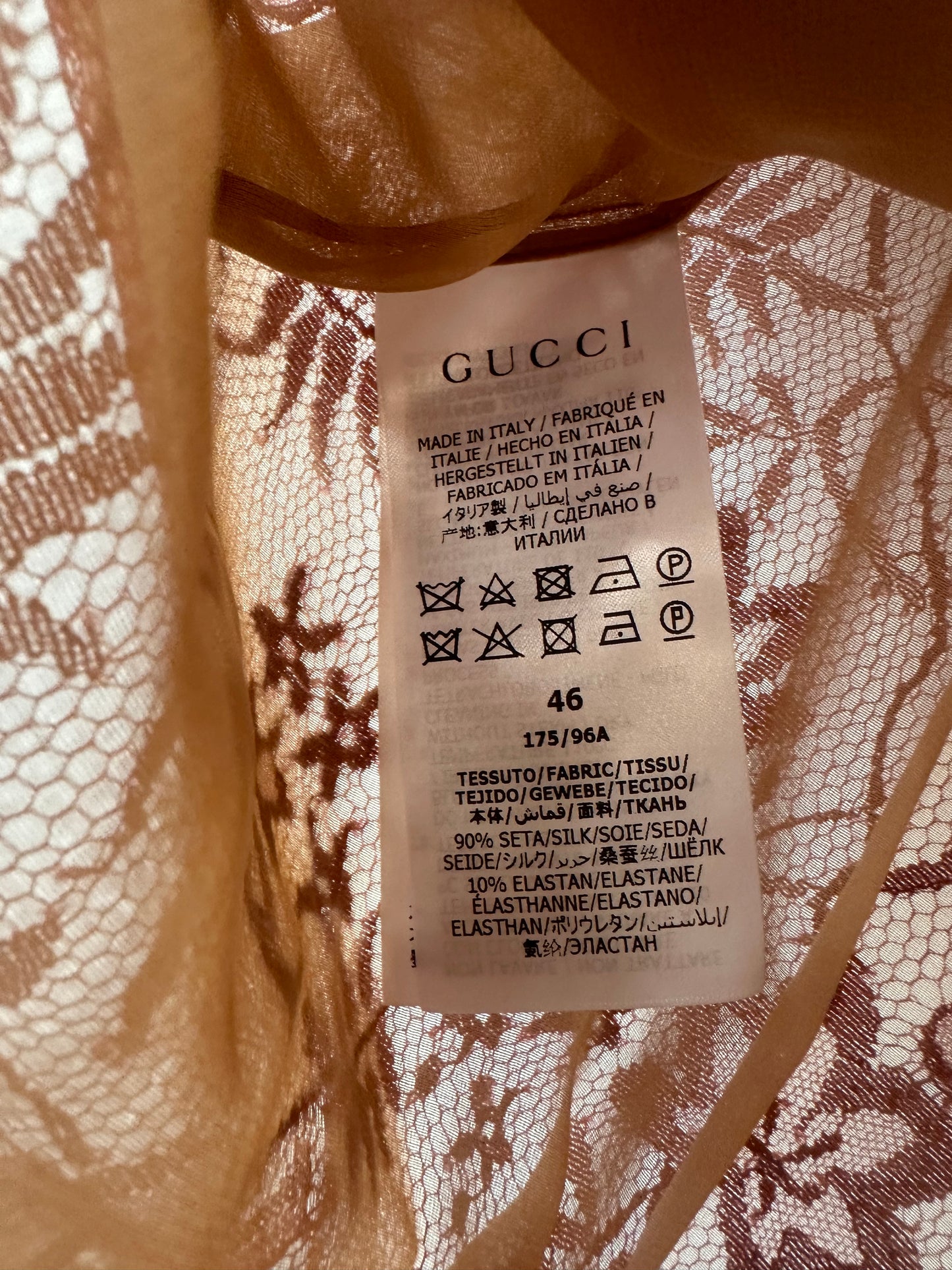 Gucci top in pizzo doppio ( seta ) con ricami