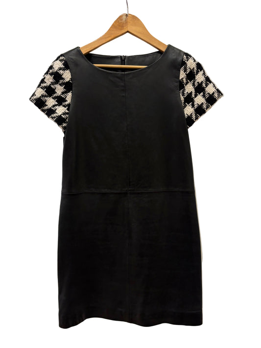 Moschino Boutique abito in pelle maniche  lana pied de poule . Nuovo