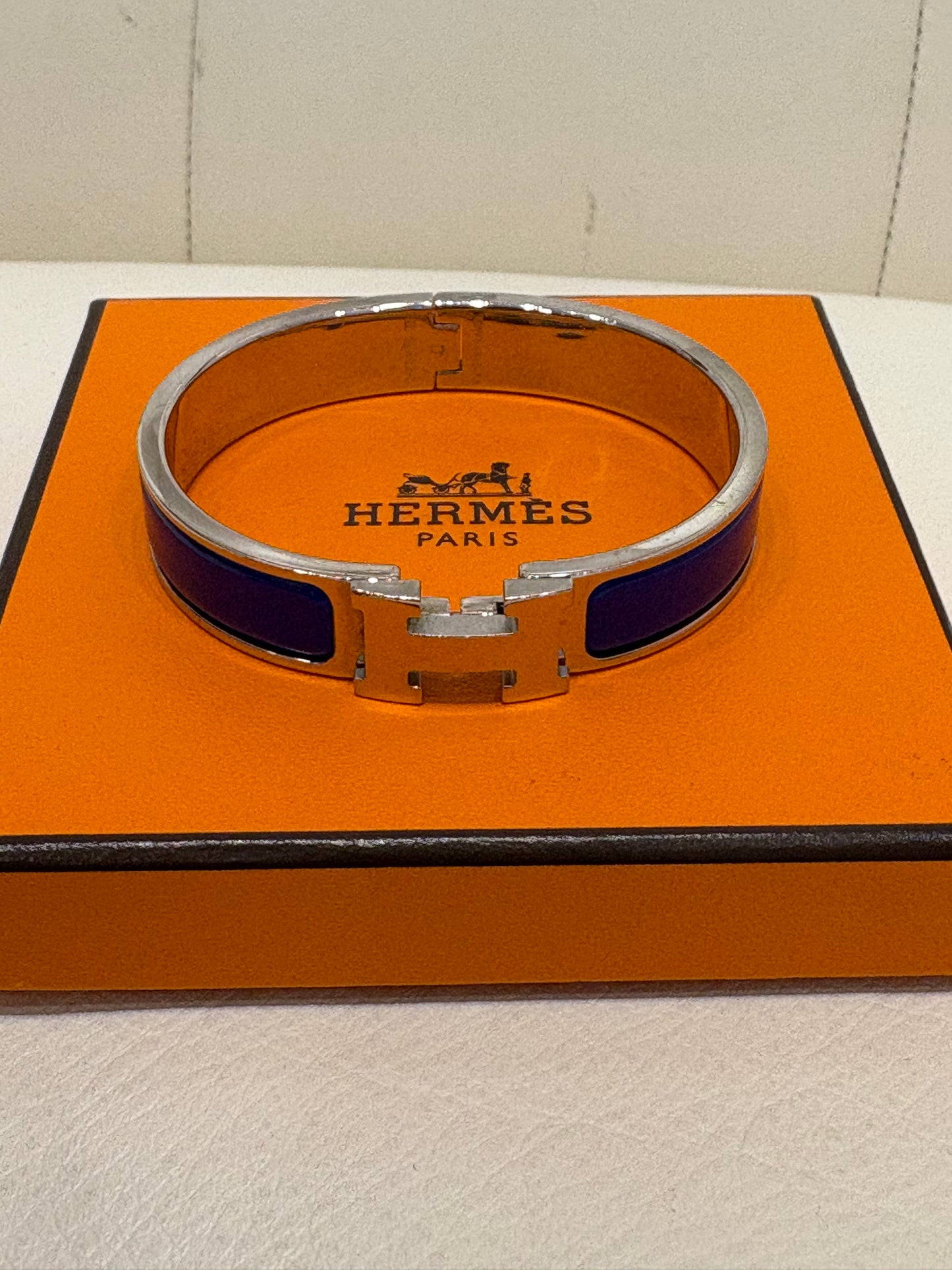 Hermès bracciale Clic H smalto bluette