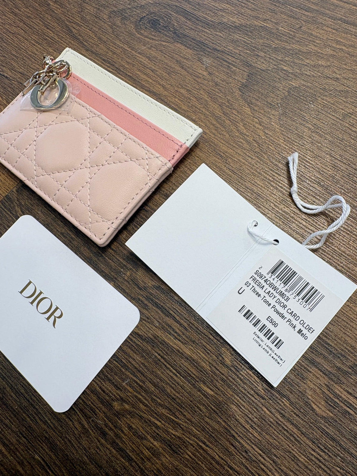 Dior Portacarte Freesia Lady Dior Tricolor rosa. Nuovo