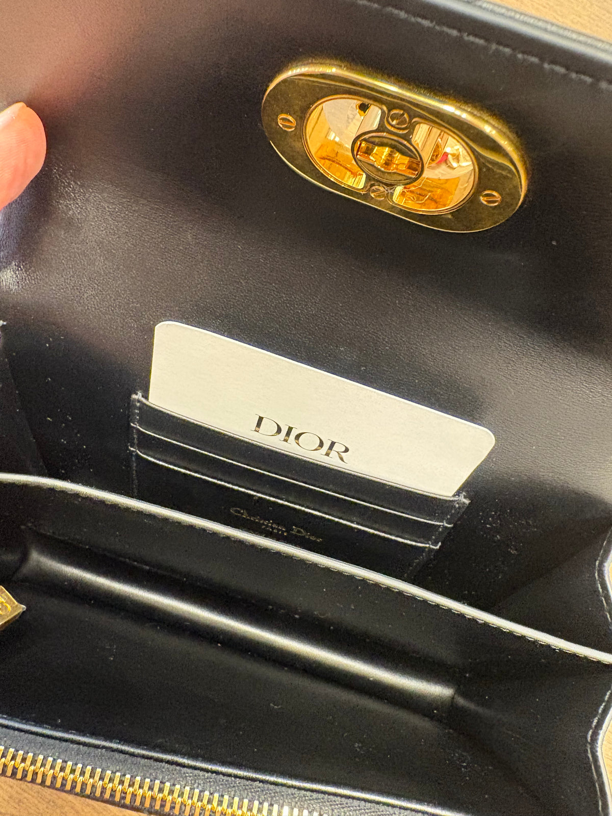 Christian Dior Miss Caro Mini Capsule Dioramour in Pelle di Agnello Macrocannage Nera Nuova con Cartellino