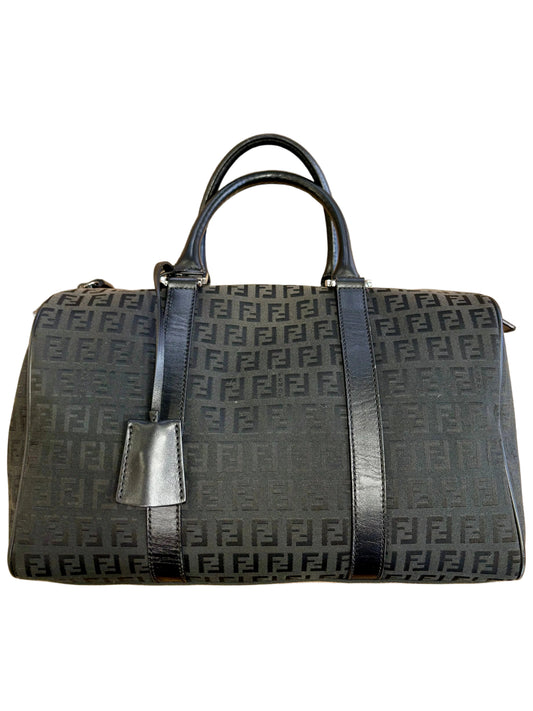 Fendi Boston bauletto vintage tessuto e pelle nero