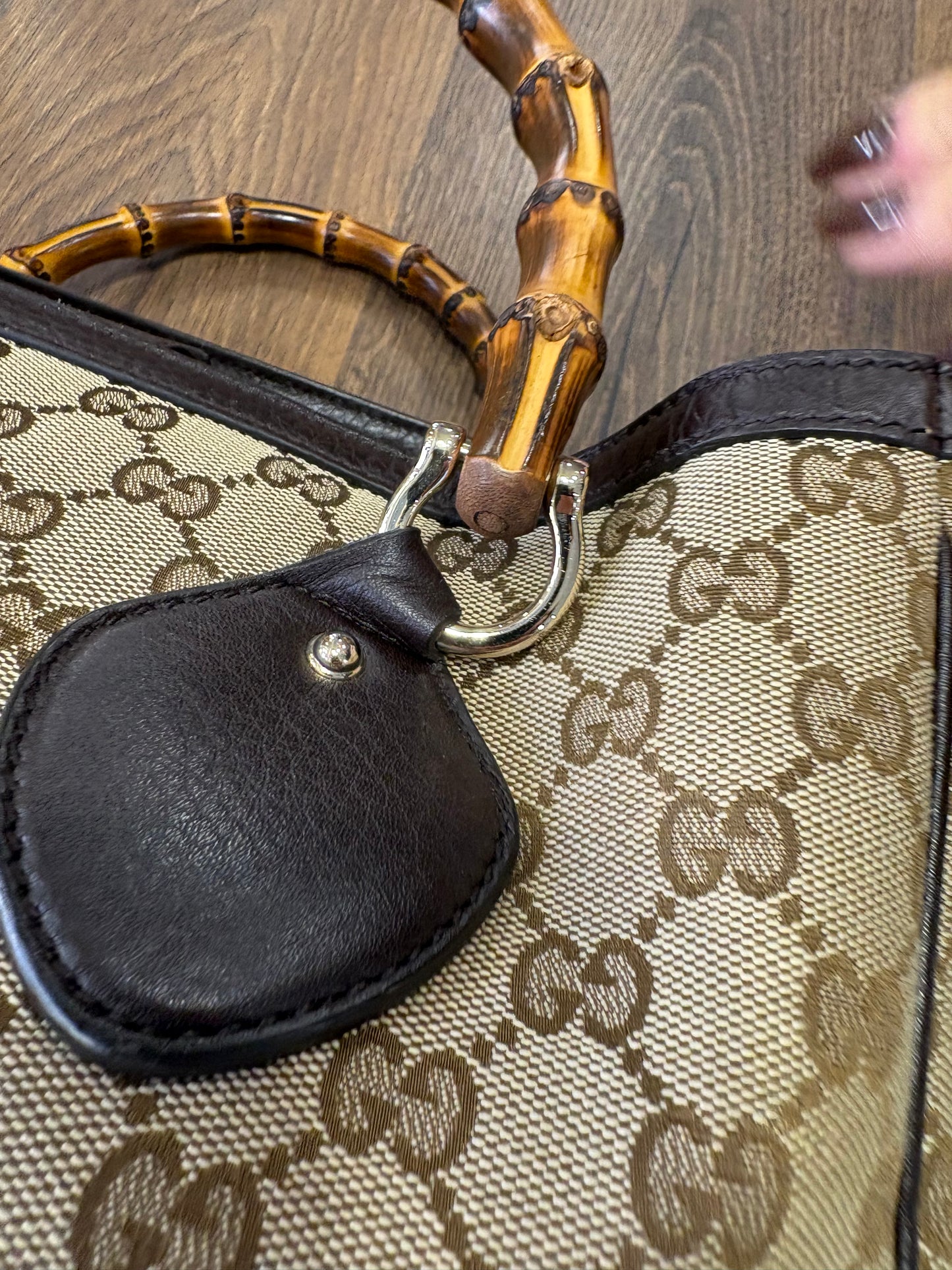 Gucci Diana  Tote Bag in tela GG e pelle  manici bamboo