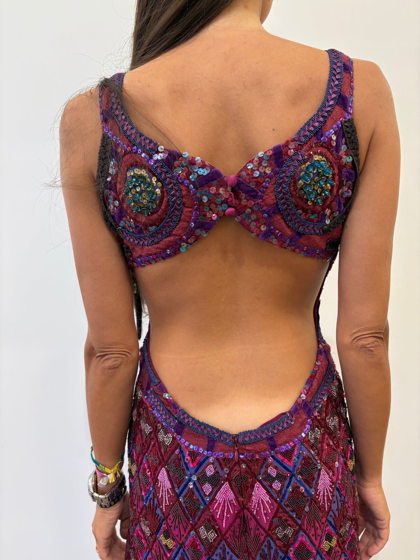 Costume National abito paillettes schiena nuda