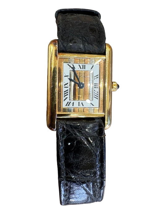 Cartier Orologio Vintage Must de Cartier Tank Vermeil SM in Quadrante "Trinity" (Tre Ori)