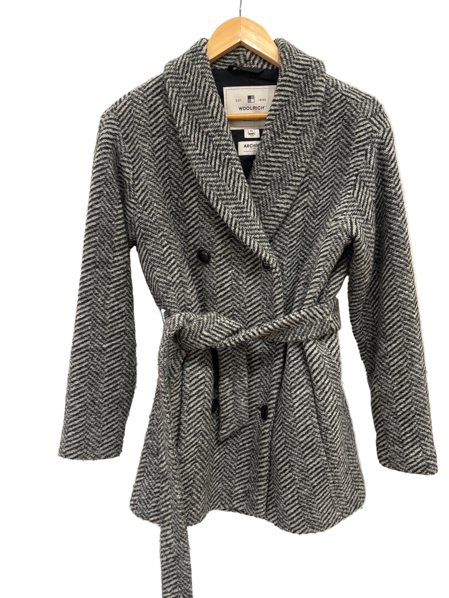 Woolrich cappottino tweed in lana resca doppio petto xs