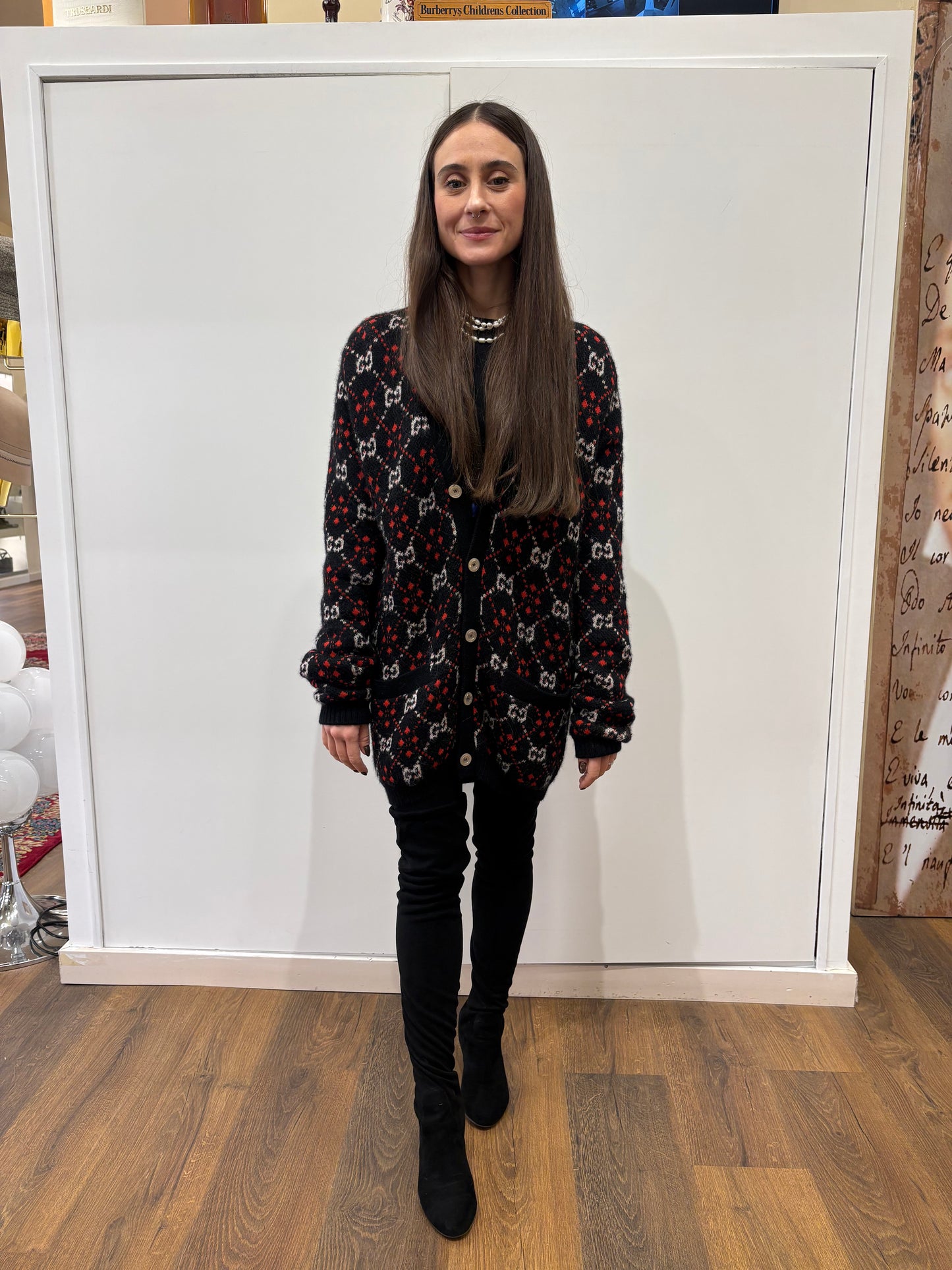 Gucci cardigan lana motivo GG