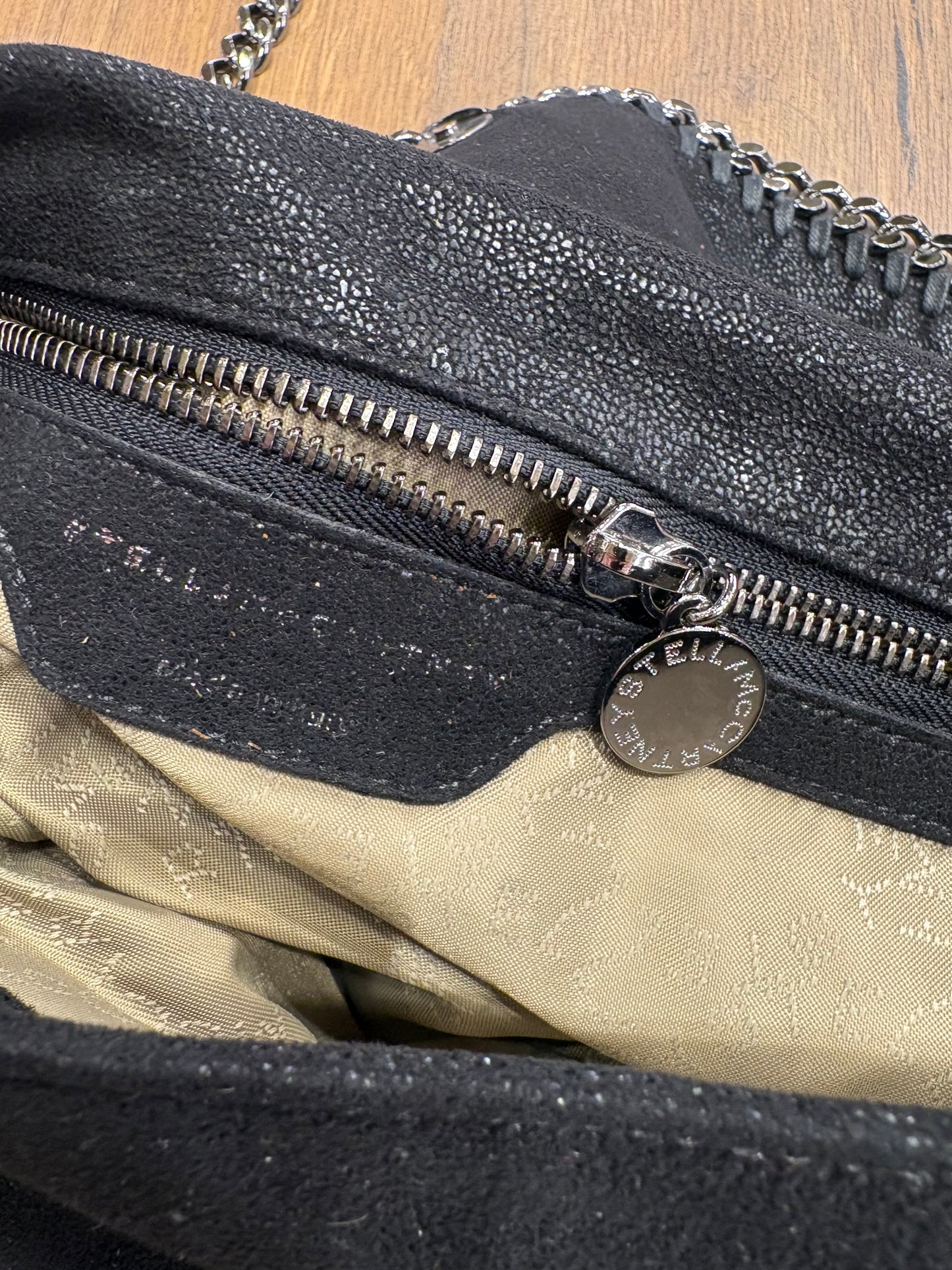 borsa a tracolla Falabella Stella McCartney in tessuto Shaggy Deer nero