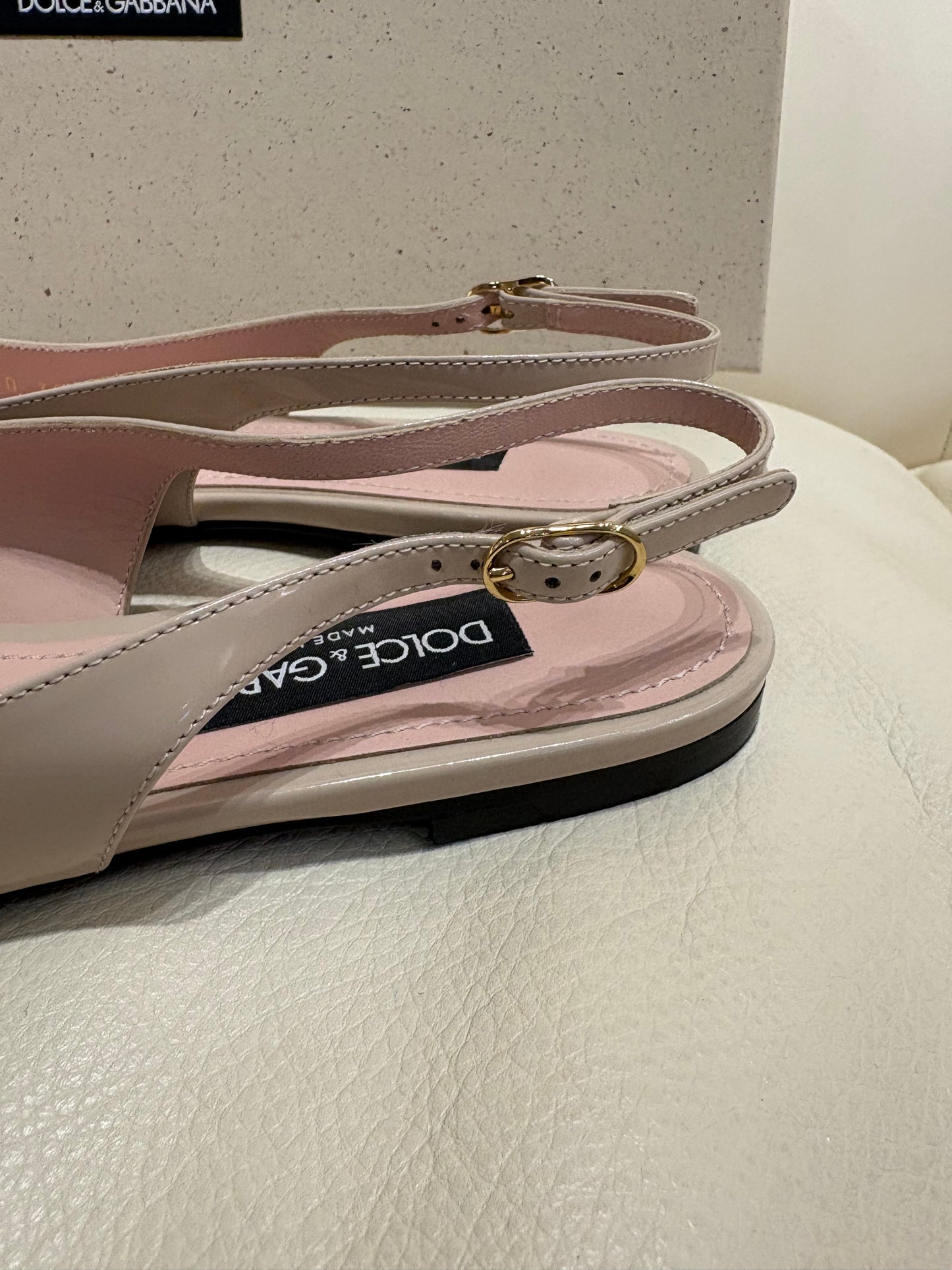 Dolce & Gabbana sling back pelle vernice rosa 38,5