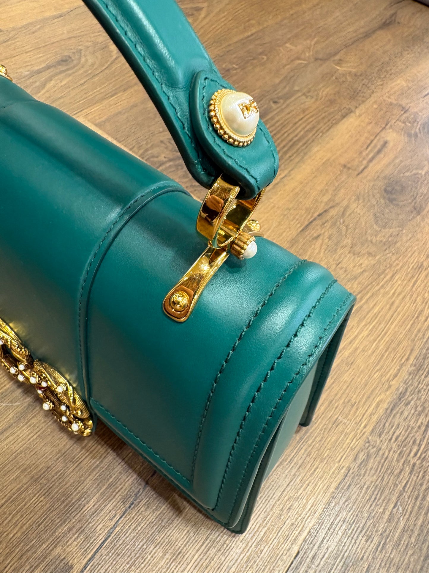 Dolce Gabbana borsa Amore small in vitello verde smeraldo