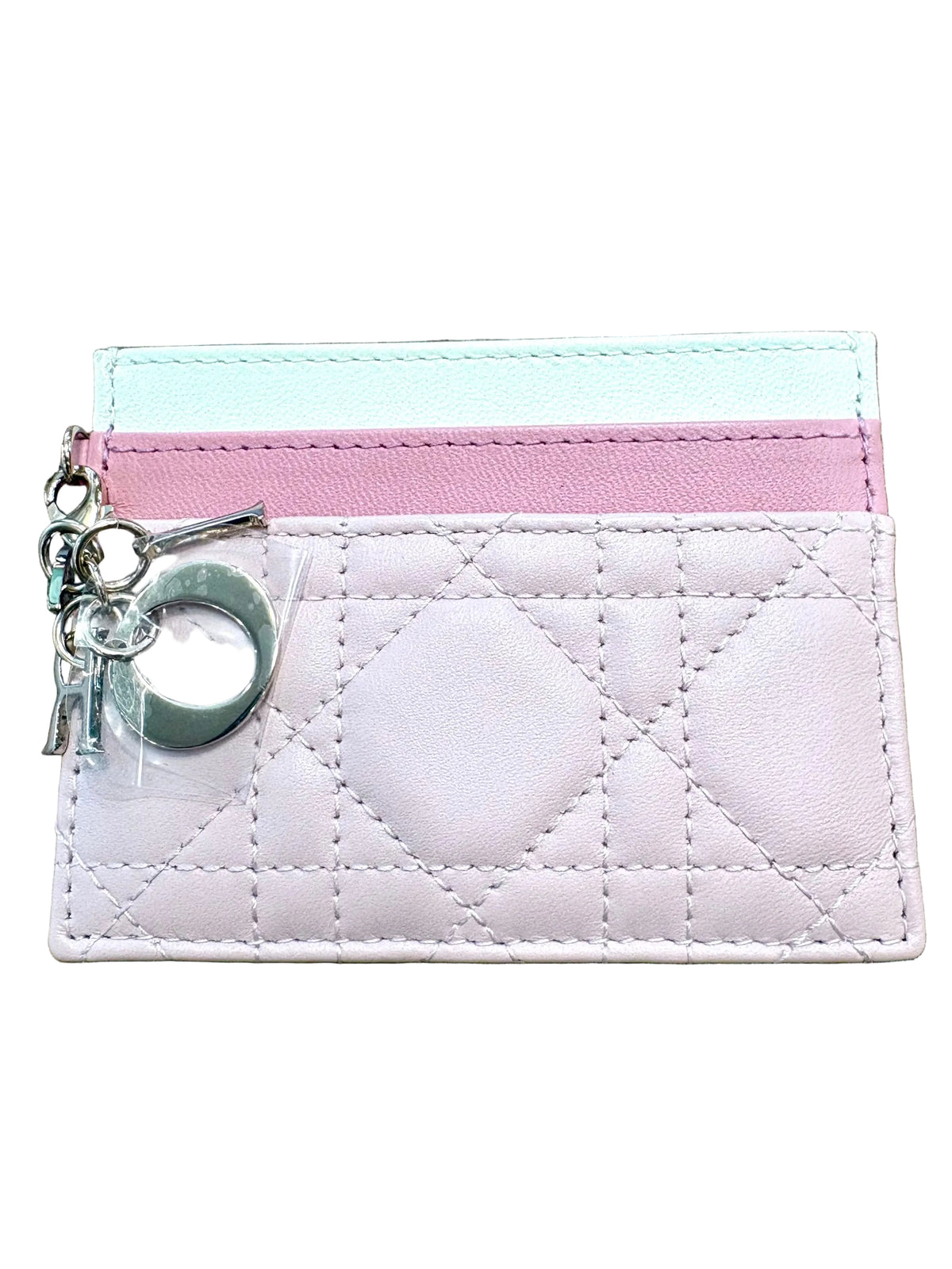 Dior Portacarte Freesia Lady Dior Tricolor rosa. Nuovo
