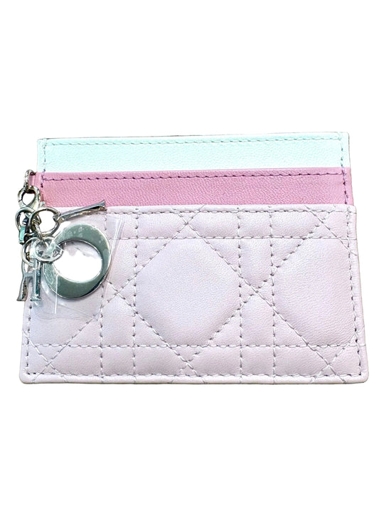 Dior Portacarte Freesia Lady Dior Tricolor rosa. Nuovo
