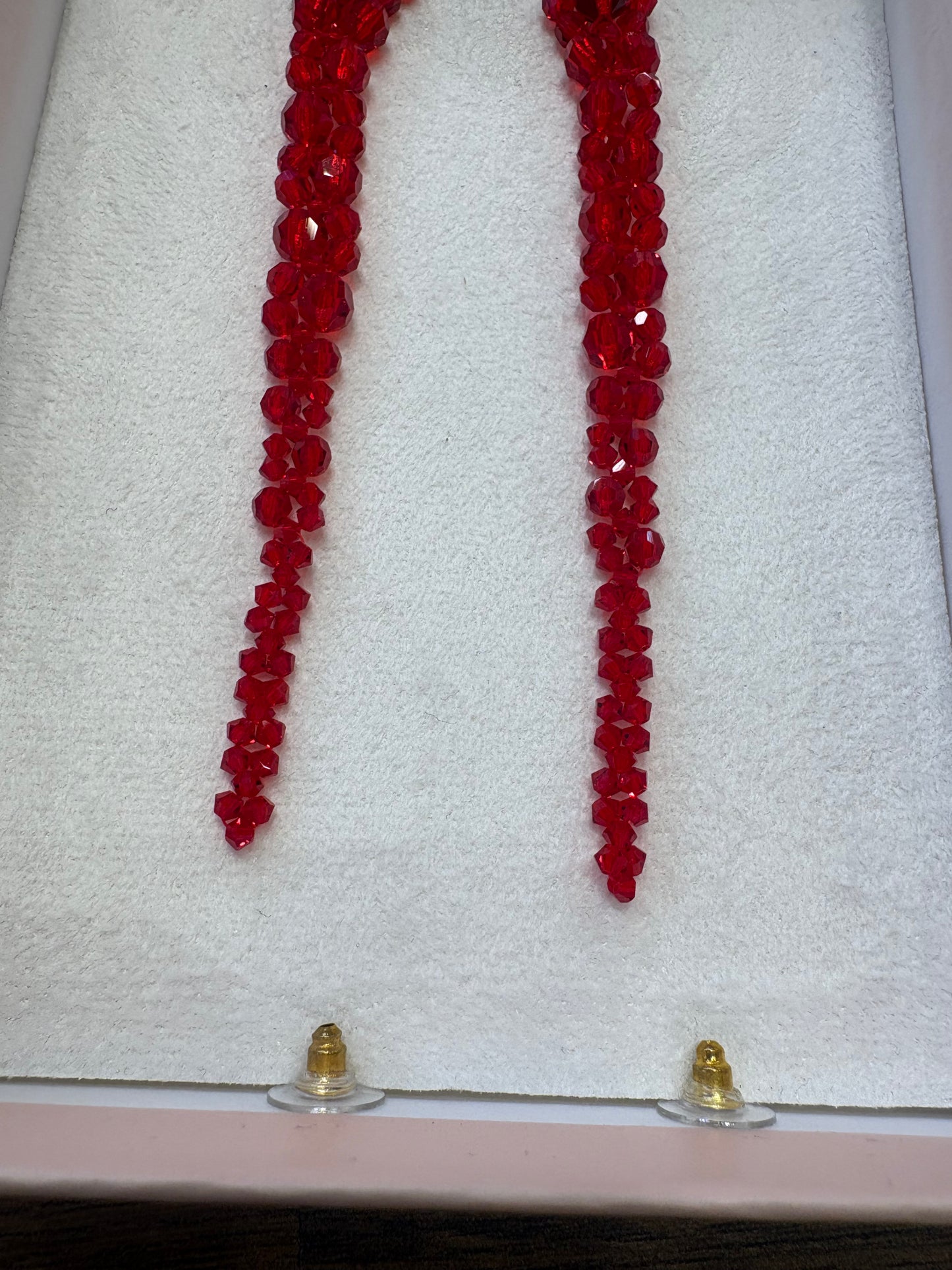 Simone Rocha Orecchini Pendenti "Drip" in Cristallo Sfaccettato Rosso