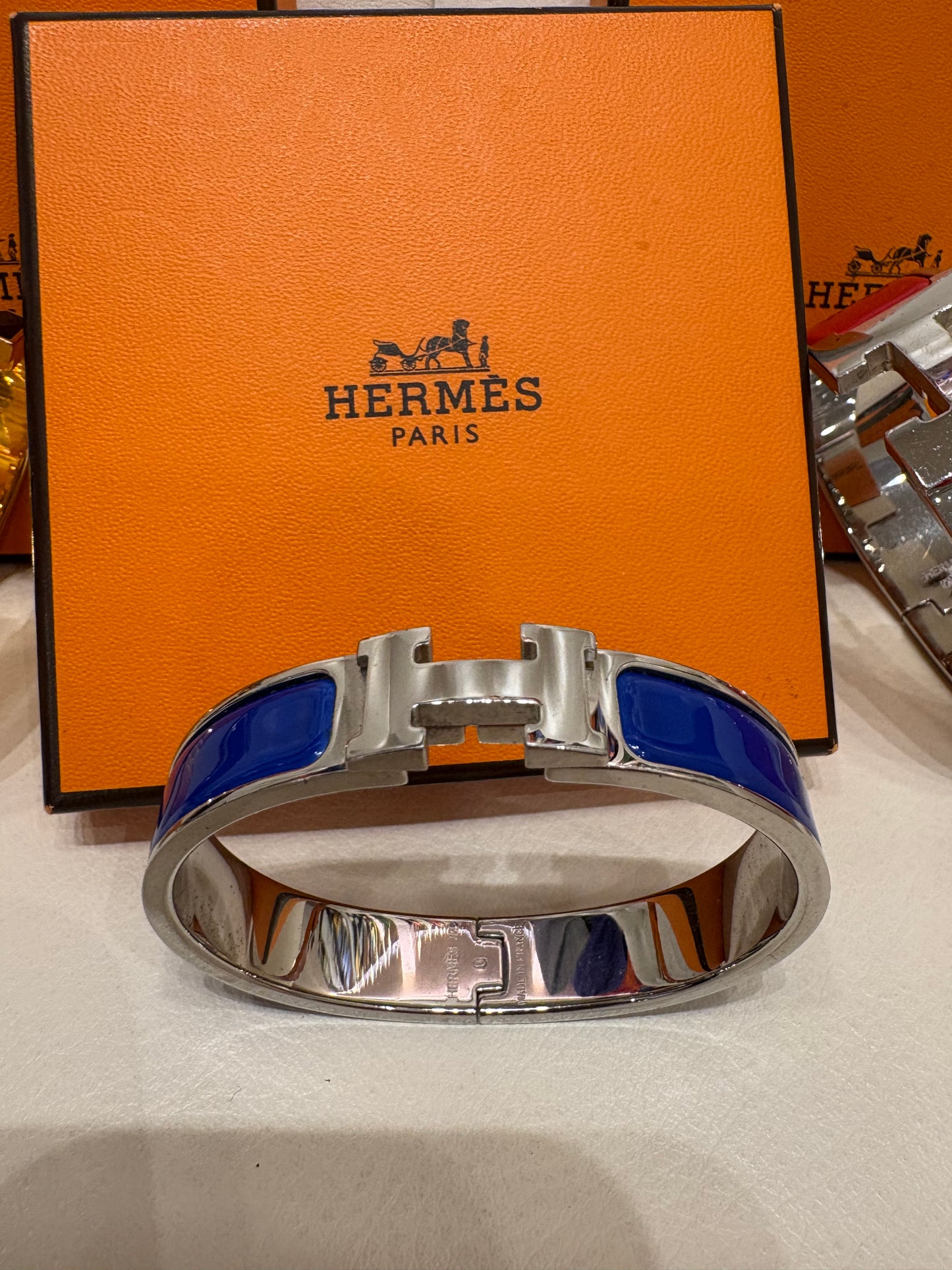 Hermès bracciale Clic H smalto bluette