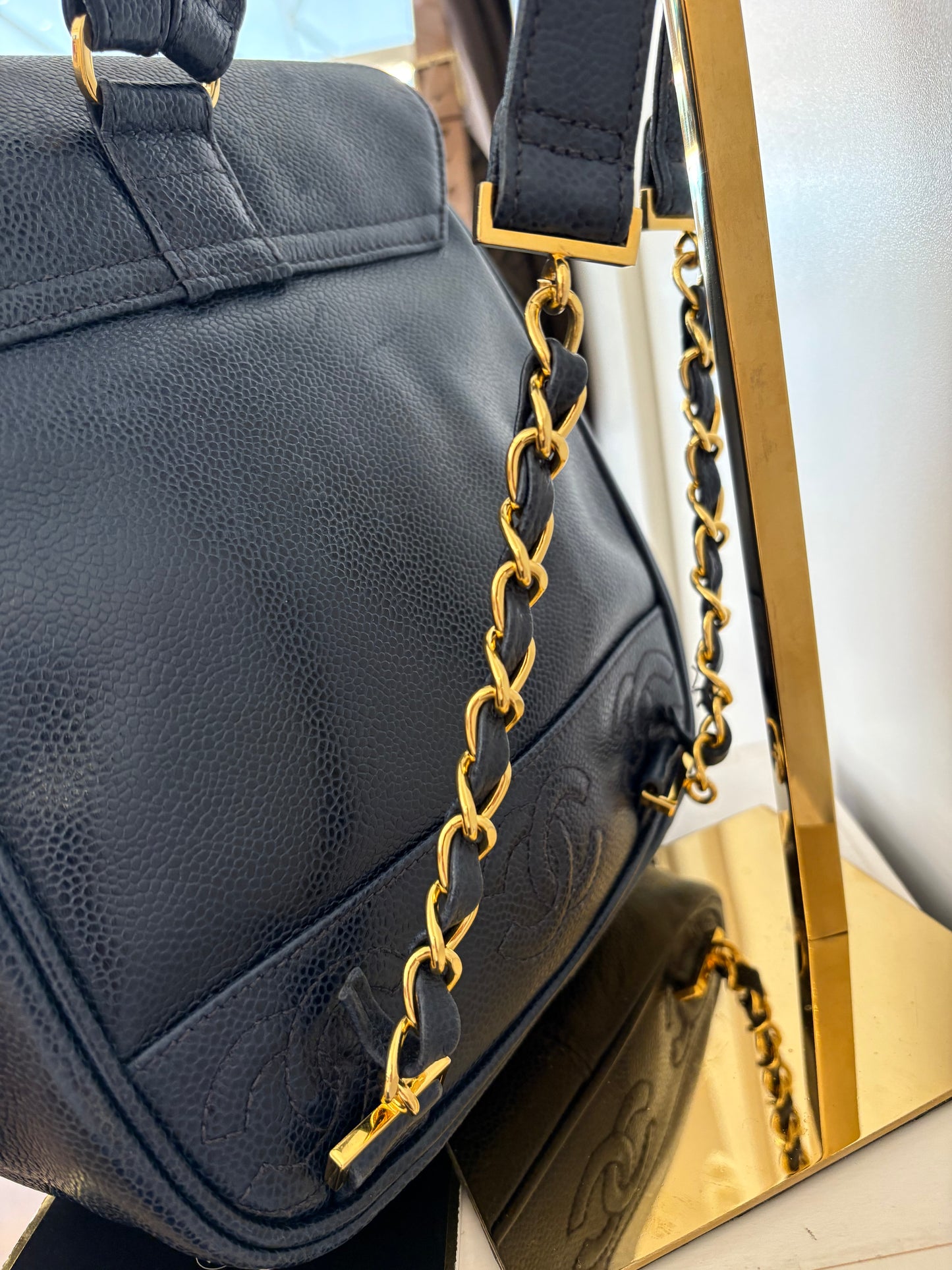 Chanel zaino in pelle blu