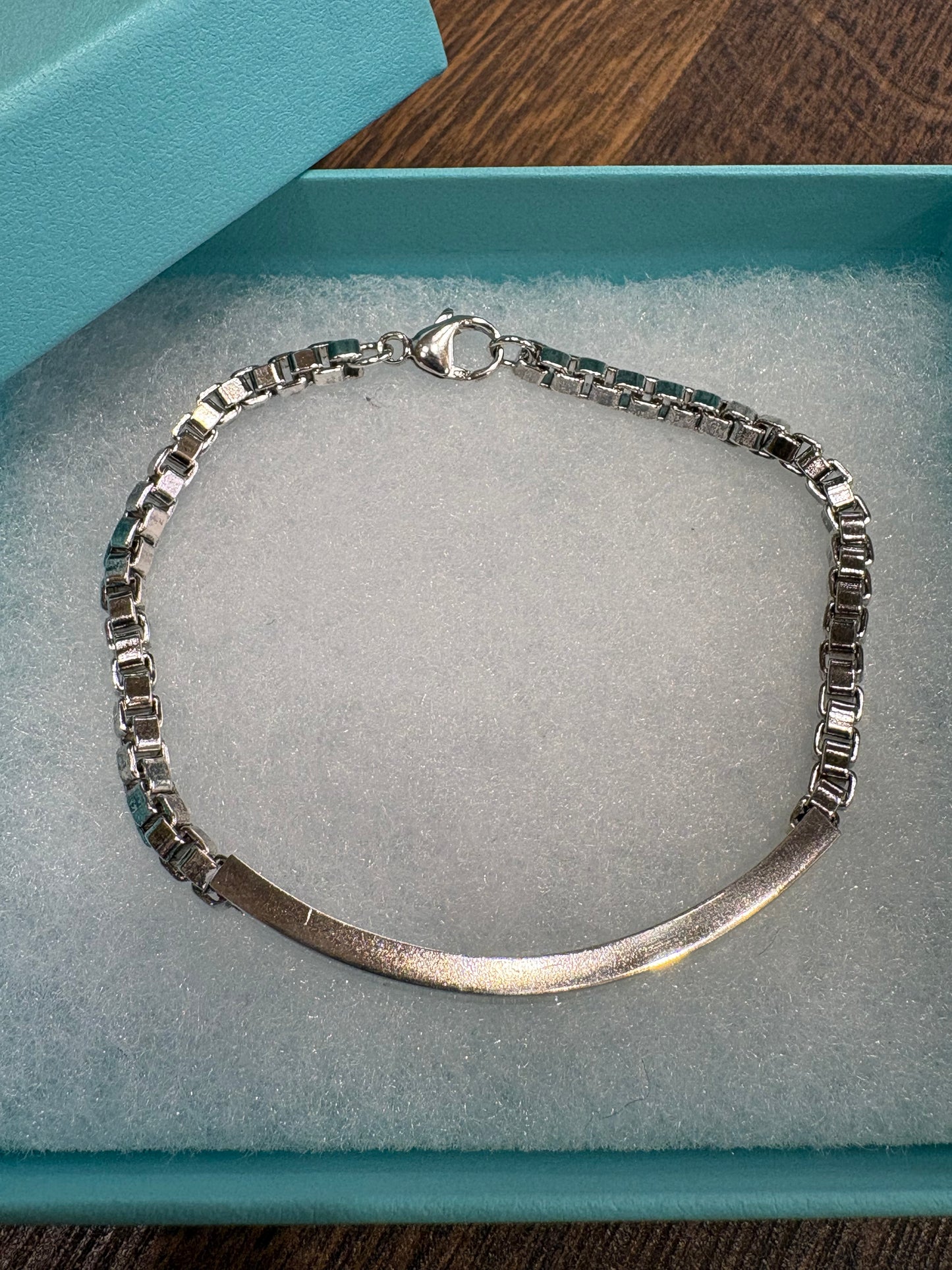 Tiffany bracciale argento maglia veneziana con piastrina