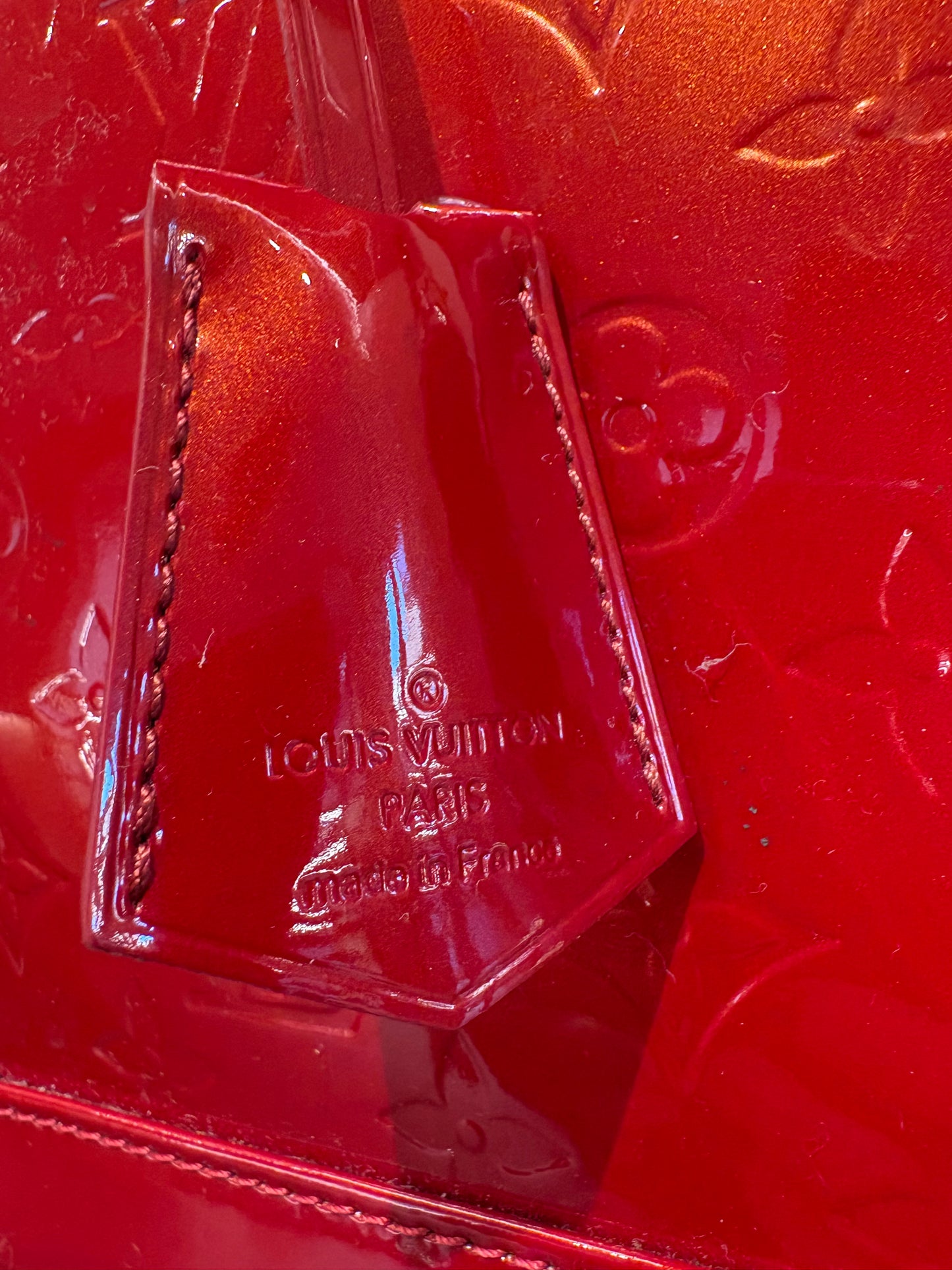 Louis Vuitton Borsa Alma GM in Pelle Monogram Vernis Rosso Fuoco