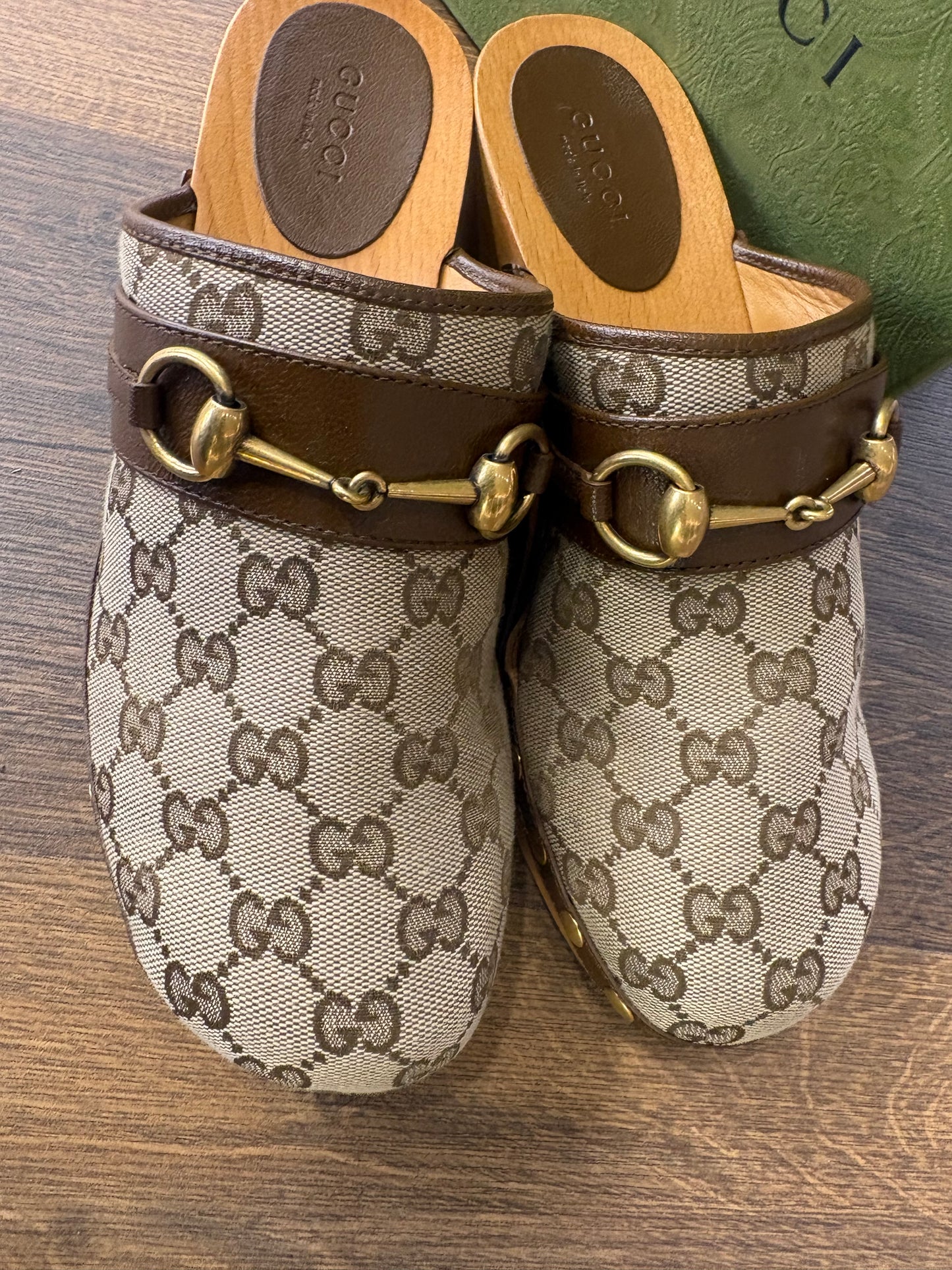 Gucci zoccolo in monogram GG in tela e finiture pelle 37 ( nuovo)
