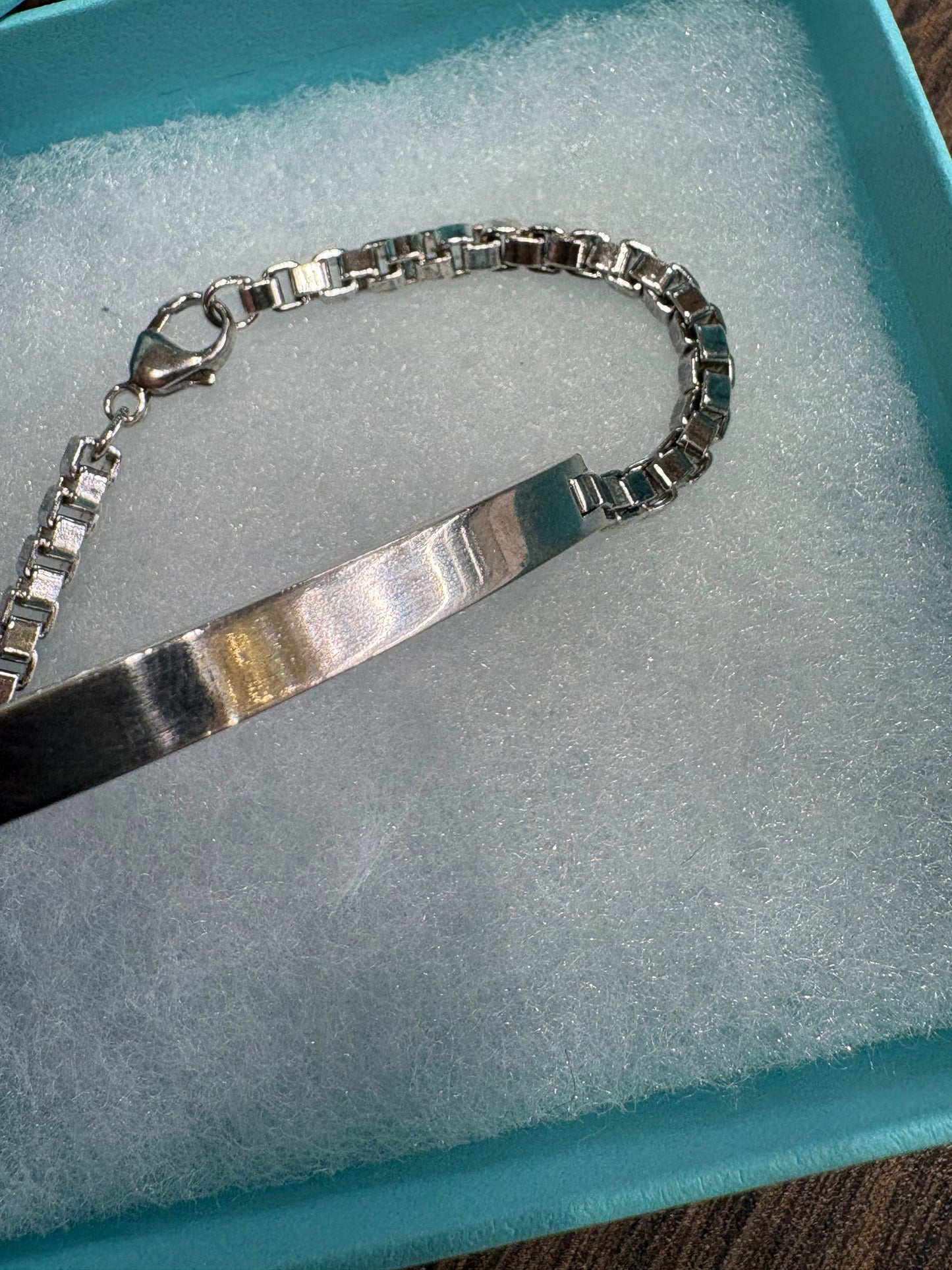 Tiffany bracciale argento maglia veneziana con piastrina