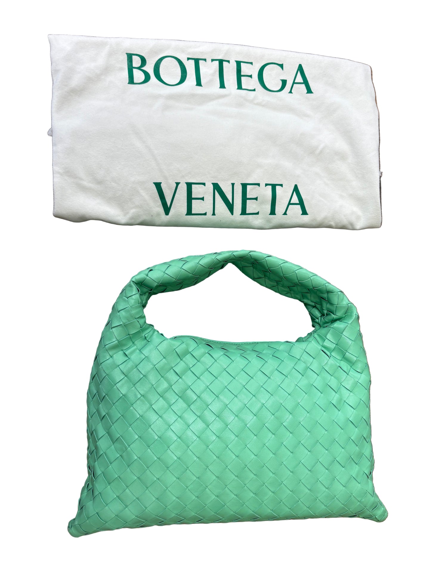 Bottega Veneta Hop in pelle intrecciata verde menta