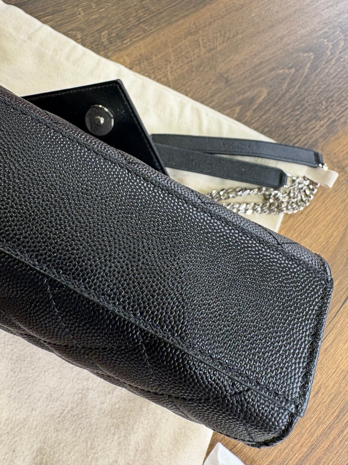 Ysl Envelope media nera metallo  silver