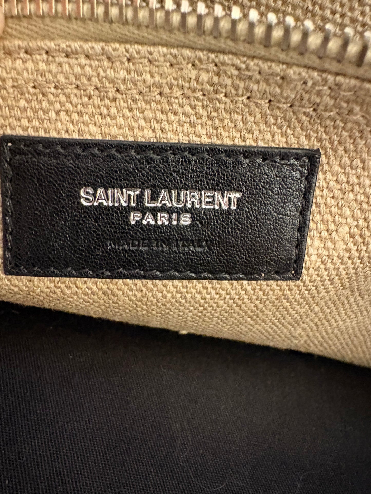 Saint Laurent Borsa Tote Rive Gauche Grande in Canvas e Pelle. Nuovo