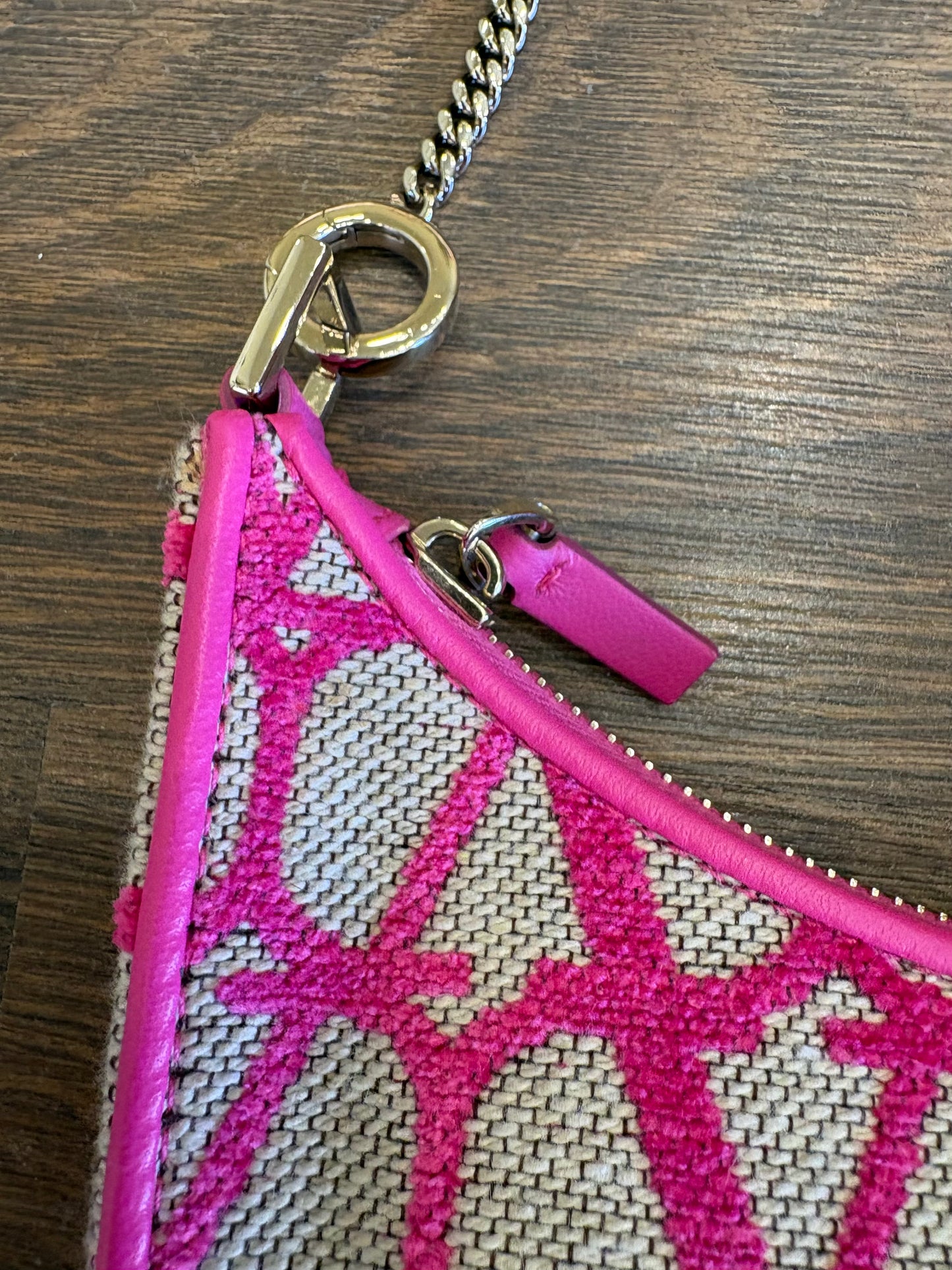 Borsa Mini Hobo Valentino Garavani VLogo Signature in Toile Iconographe Naturale e Rosa. Nuovo