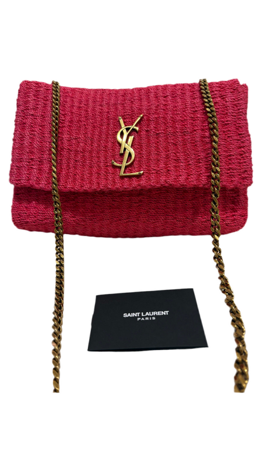 Ysl Niki  borsa media in raffia rosa