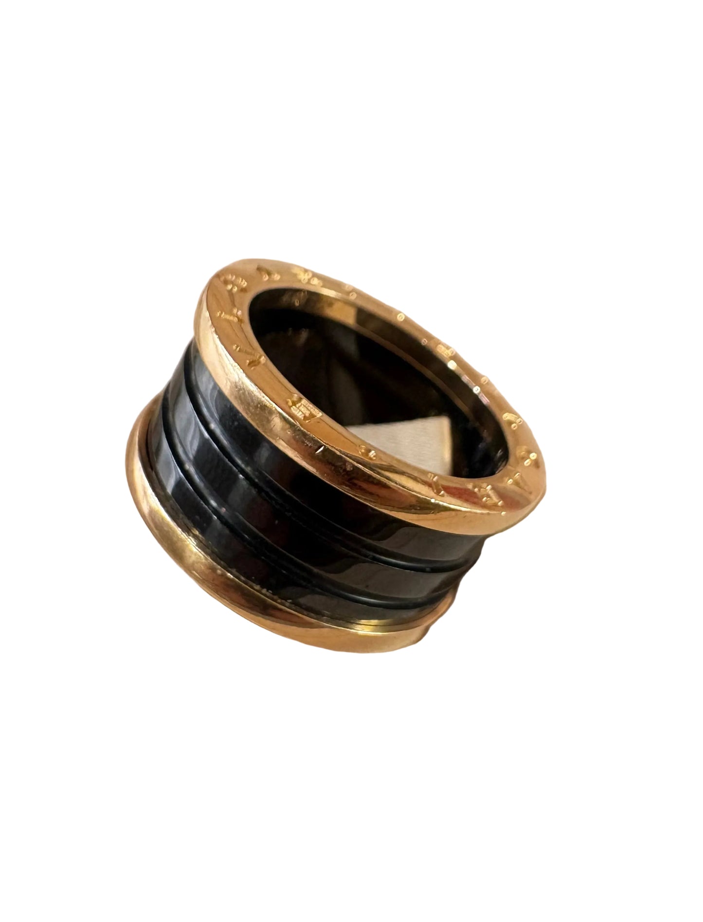 Bvlgari B.zero 1 anello in oro rosa e ceramica brown