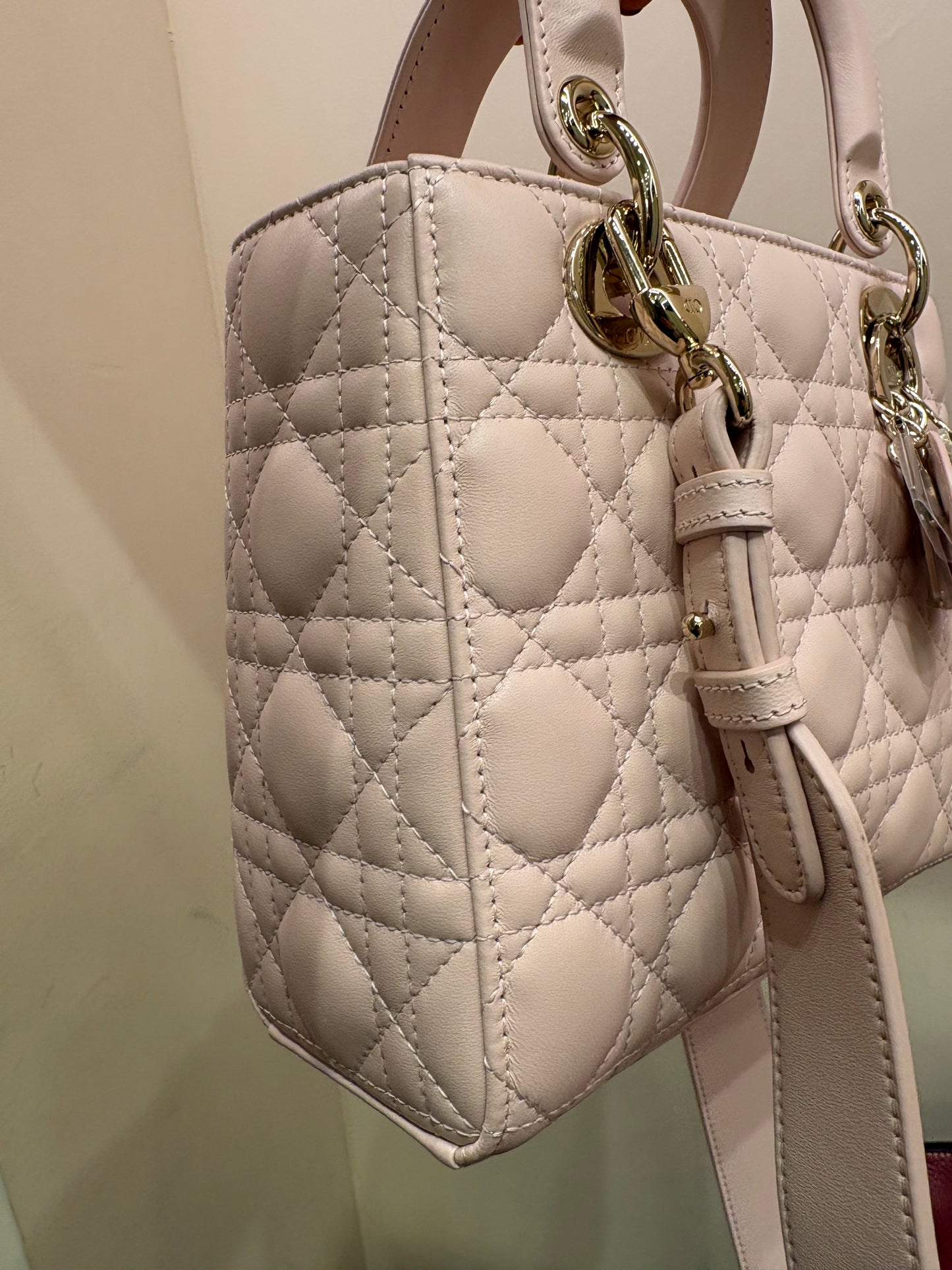 Dior Lady small in pelle cannage rosa hw gold